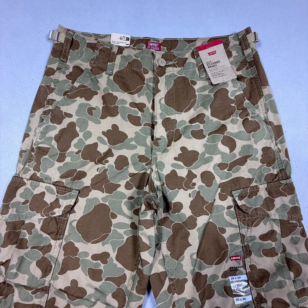 Levi's XX Cargo Baggy Mens 30x30 Brown Camo Ripstop Tapered Leg Pants NWT - Picture 2 of 9
